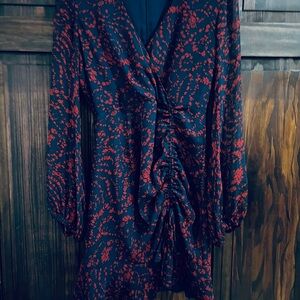 Bardot Elegant Red and Blue Patterned Dress‎